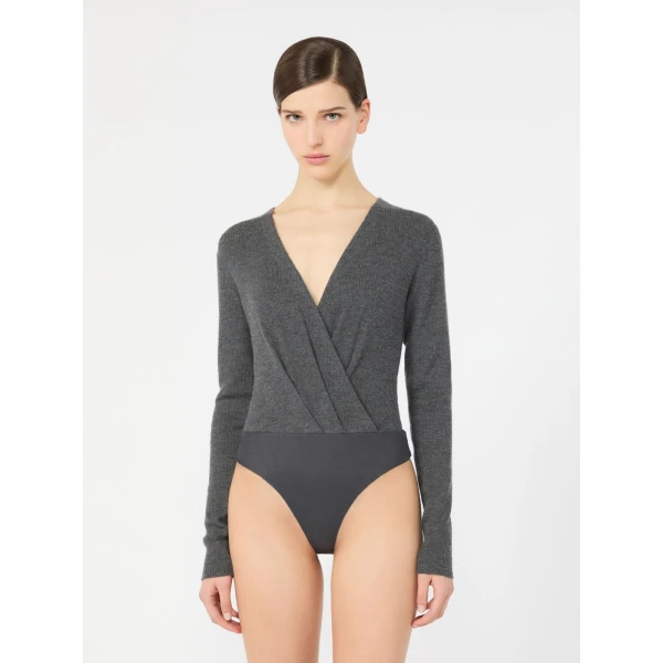 Max Mara Gelato Cashmere Yarn Sweater Bodysuit in Dark Grey | Sweaters | Coveti