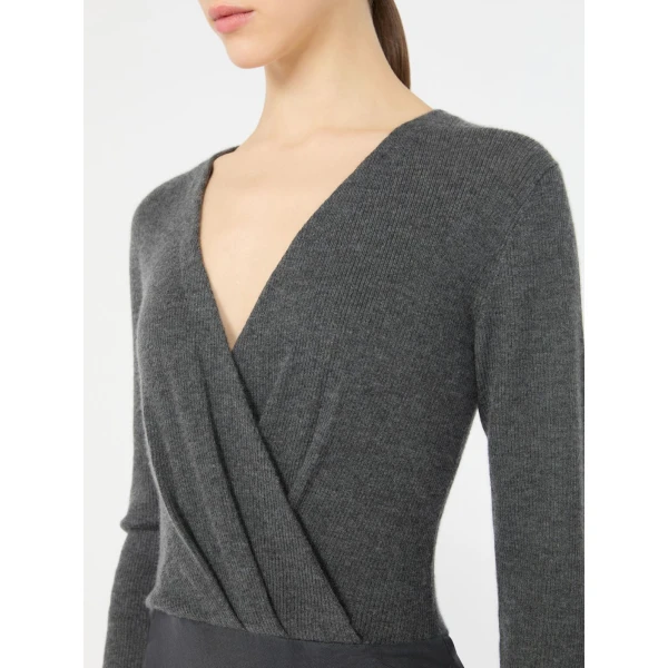 Max Mara Gelato Cashmere Yarn Sweater Bodysuit in Dark Grey | Sweaters | Coveti