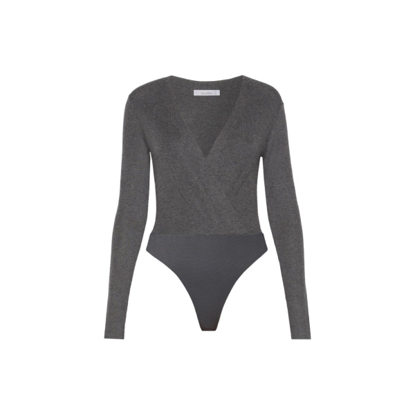 Max Mara Gelato Cashmere Yarn Sweater Bodysuit in Dark Grey | Sweaters | Coveti