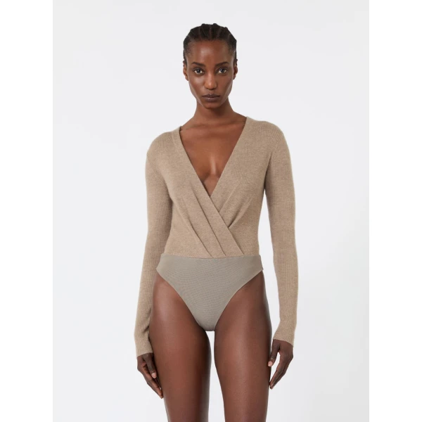 Max Mara Gelato Cashmere Yarn Sweater Bodysuit in Sand | Sweaters | Coveti