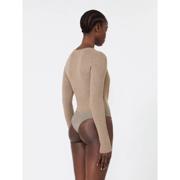Max Mara Gelato Cashmere Yarn Sweater Bodysuit in Sand | Sweaters | Coveti