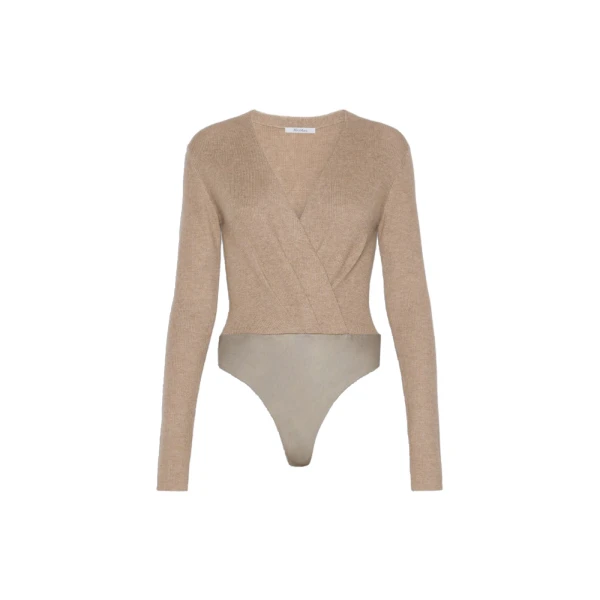 Max Mara Gelato Cashmere Yarn Sweater Bodysuit in Sand | Sweaters | Coveti