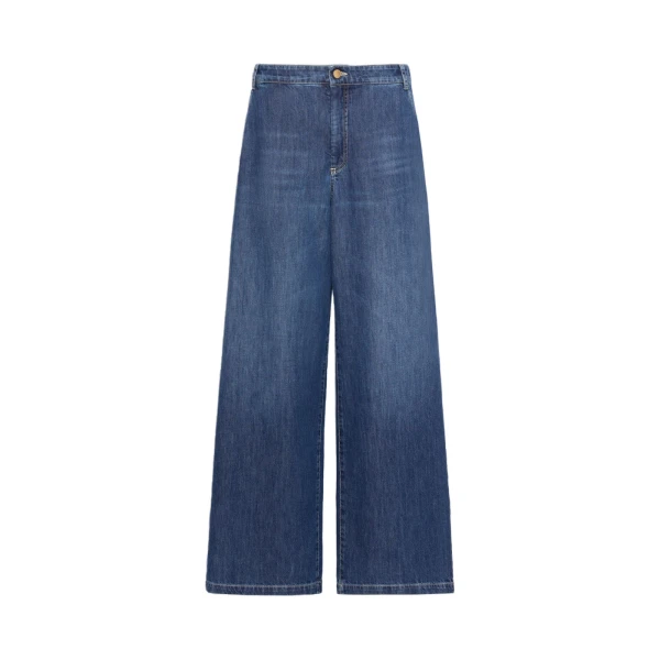 Gelato Straight-Leg Cotton Denim Trousers in China Blue