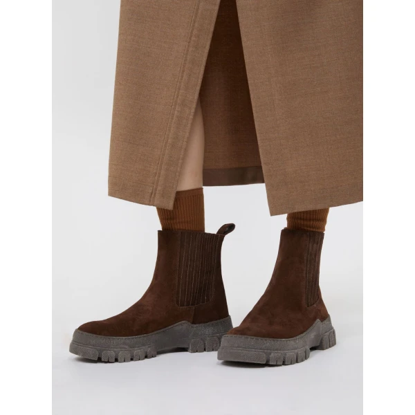 Max Mara Genepi Suede Ankle Boots in Brown | Boots | Coveti