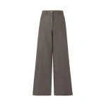 Max Mara Gennaio Felted Wool Wide-Leg Trousers in Brown Grey | Wide leg pants | Coveti