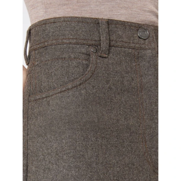 Max Mara Gennaio Felted Wool Wide-Leg Trousers in Brown Grey | Wide leg pants | Coveti