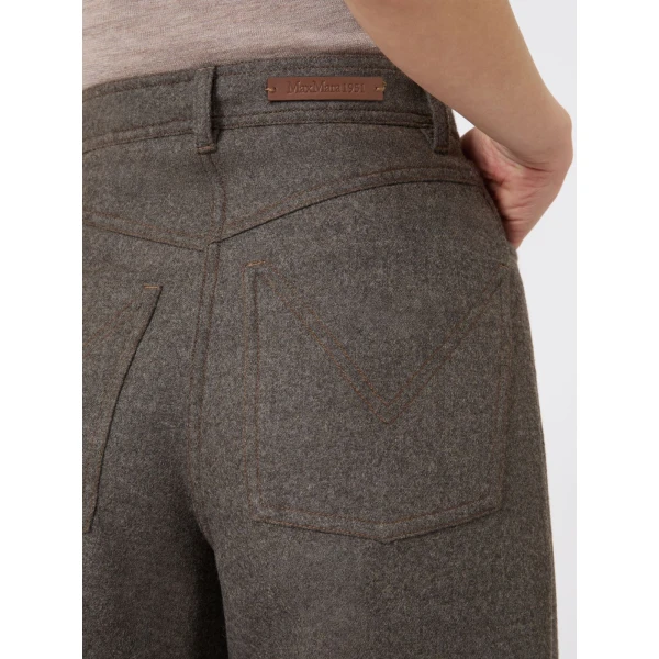 Max Mara Gennaio Felted Wool Wide-Leg Trousers in Brown Grey | Wide leg pants | Coveti