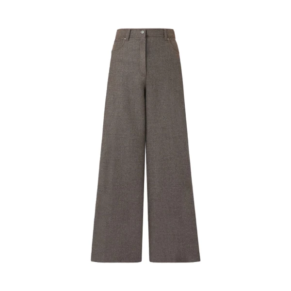 Max Mara Gennaio Felted Wool Wide-Leg Trousers in Brown Grey | Wide leg pants | Coveti