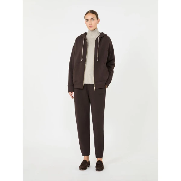Max Mara Gentile Brushed Jersey Hooded Sweatshirt in Brown | Sweaters | Coveti
