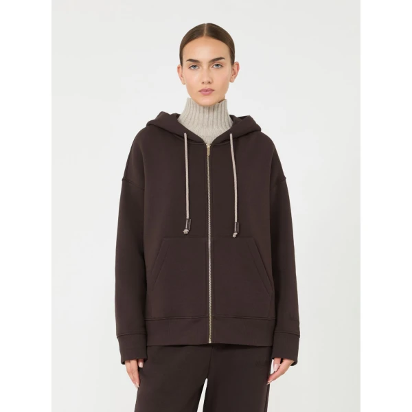 Max Mara Gentile Brushed Jersey Hooded Sweatshirt in Brown | Sweaters | Coveti