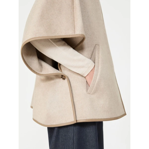 Max Mara Gentile Cropped Cashmere Drap Cape in Beige | Coats | Coveti