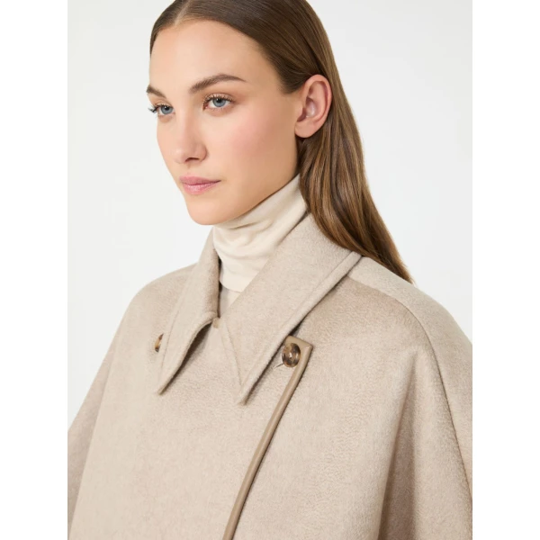 Max Mara Gentile Cropped Cashmere Drap Cape in Beige | Coats | Coveti