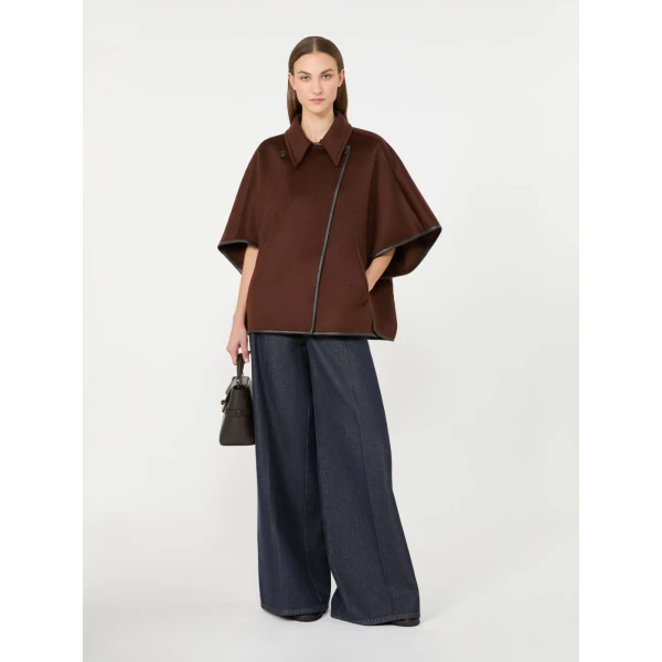 Max Mara Gentile Cropped Cashmere Drap Cape in Rust | Coats | Coveti