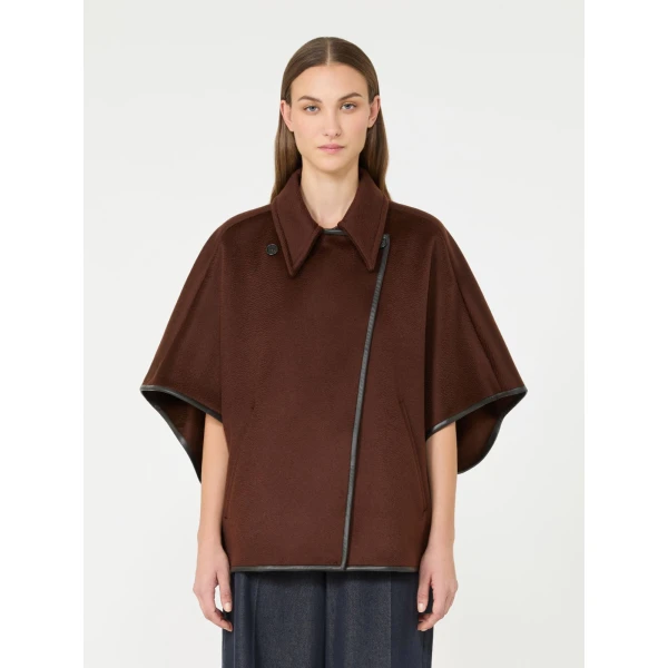 Max Mara Gentile Cropped Cashmere Drap Cape in Rust | Coats | Coveti
