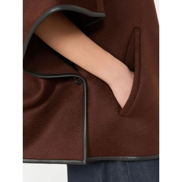 Max Mara Gentile Cropped Cashmere Drap Cape in Rust | Coats | Coveti