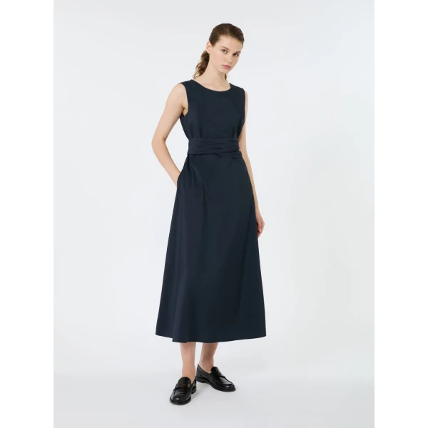 Max Mara Gentile Flared Taffeta Dress in Navy | Maxi Dresses | Coveti