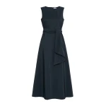 Max Mara Gentile Flared Taffeta Dress in Navy | Maxi Dresses | Coveti