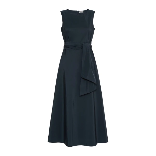 Max Mara Gentile Flared Taffeta Dress in Navy | Maxi Dresses | Coveti