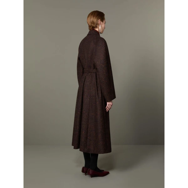 Max Mara Genzana Wool and Alpaca Redingote Coat in Dark Brown | Wool Coat | Coveti