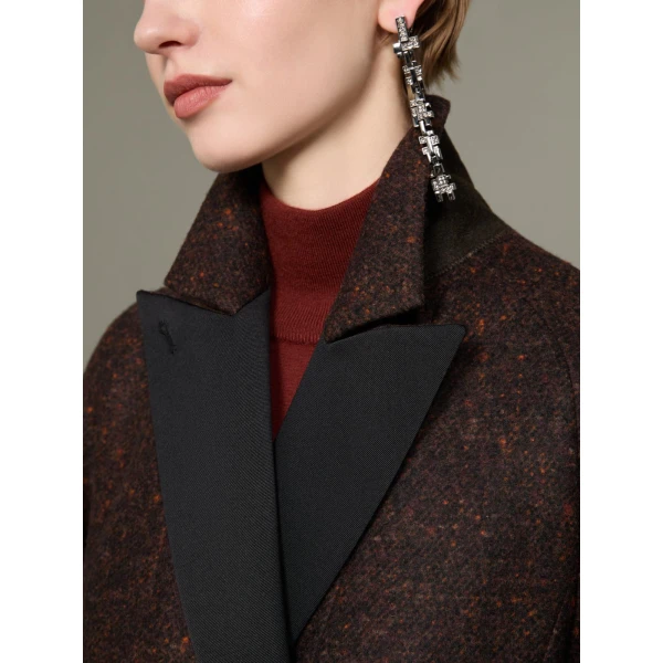 Max Mara Genzana Wool and Alpaca Redingote Coat in Dark Brown | Wool Coat | Coveti
