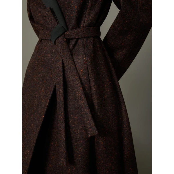 Max Mara Genzana Wool and Alpaca Redingote Coat in Dark Brown | Wool Coat | Coveti