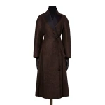 Max Mara Genzana Wool and Alpaca Redingote Coat in Dark Brown | Wool Coat | Coveti