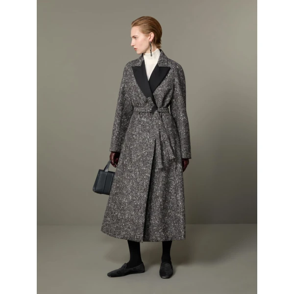 Max Mara Genzana Wool and Alpaca Redingote Coat in Medium Grey | Wool Coat | Coveti