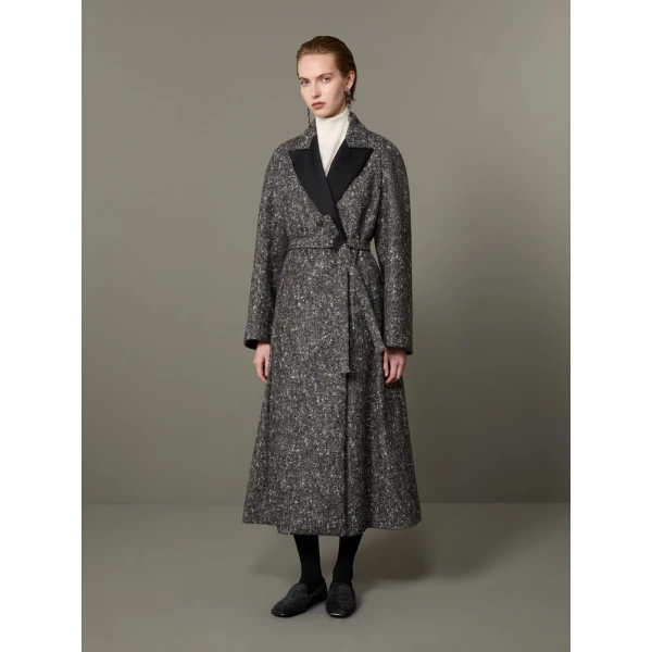 Max Mara Genzana Wool and Alpaca Redingote Coat in Medium Grey | Wool Coat | Coveti