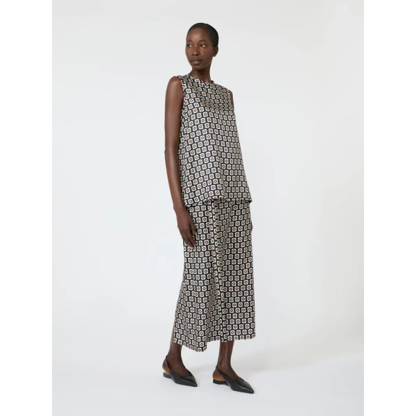 Max Mara Geranio Printed Silk Twill Midi Skirt in Ultramarine | Pencil Skirts | Coveti