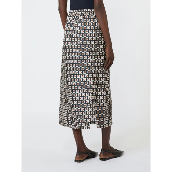 Max Mara Geranio Printed Silk Twill Midi Skirt in Ultramarine | Pencil Skirts | Coveti