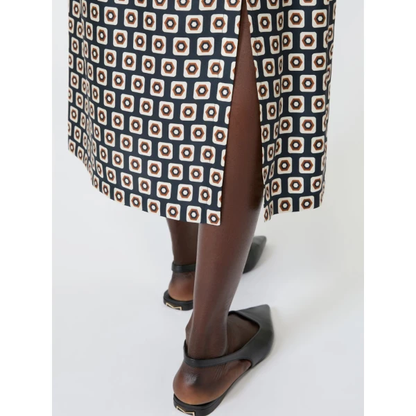 Max Mara Geranio Printed Silk Twill Midi Skirt in Ultramarine | Pencil Skirts | Coveti