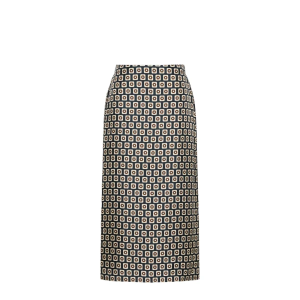 Geranio Printed Silk Twill Midi Skirt in Ultramarine