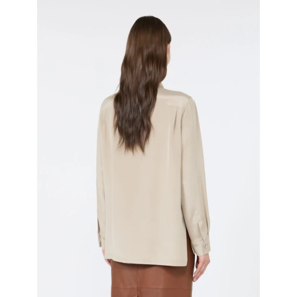 Max Mara Geranio Silk Crepe de Chine Shirt in Stone Grey | Shirts | Coveti