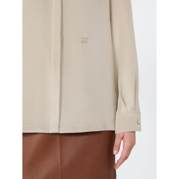 Max Mara Geranio Silk Crepe de Chine Shirt in Stone Grey | Shirts | Coveti