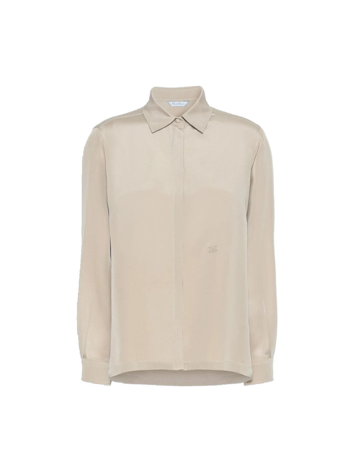 Max Mara Geranio Silk Crepe de Chine Shirt in Stone Grey Max Mara Geranio Silk Crepe de Chine Shirt in Stone Grey | Shirts | Coveti