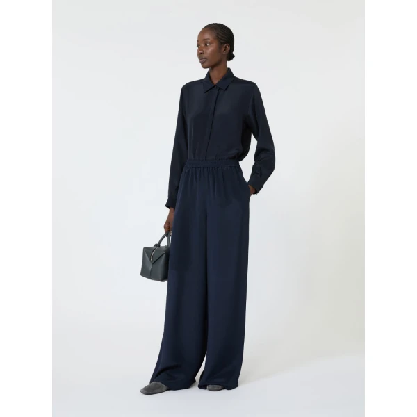 Max Mara Geranio Silk Crepe de Chine Shirt in Ultramarine | Shirts | Coveti