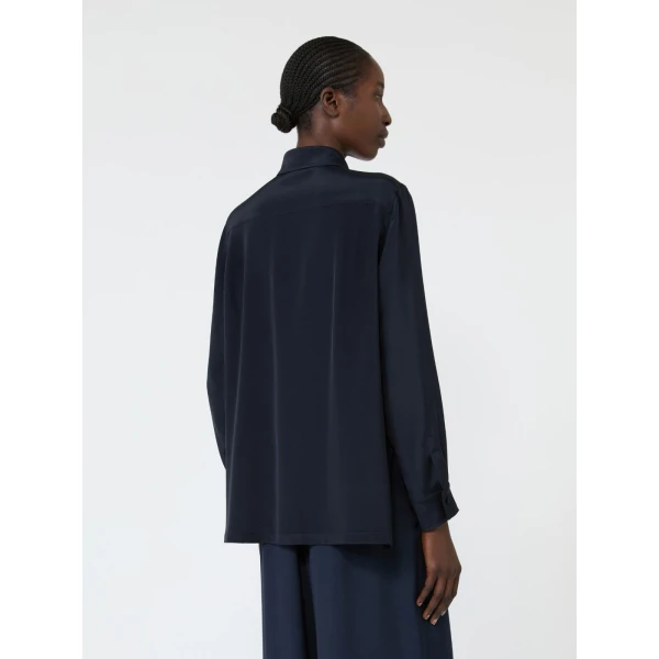 Max Mara Geranio Silk Crepe de Chine Shirt in Ultramarine | Shirts | Coveti