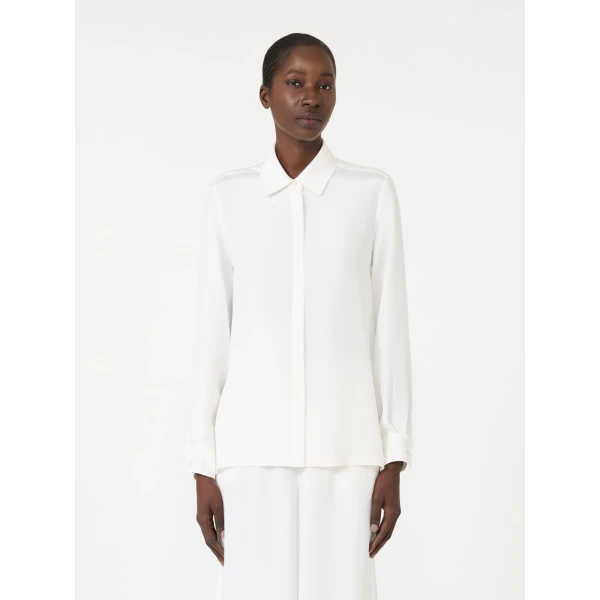 Max Mara Geranio Silk Crepe de Chine Shirt in White | Shirts | Coveti