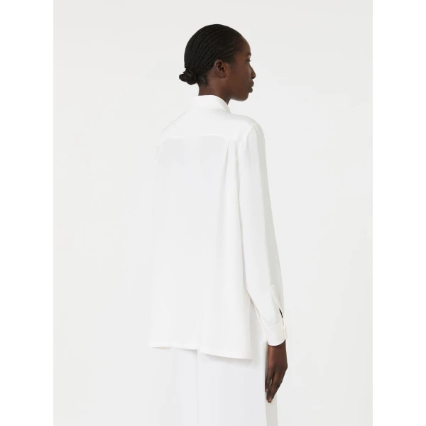 Max Mara Geranio Silk Crepe de Chine Shirt in White | Shirts | Coveti