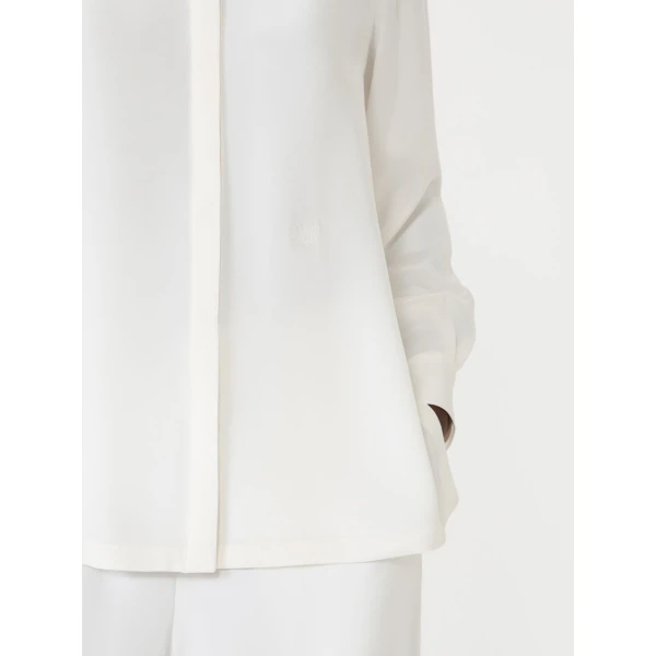 Max Mara Geranio Silk Crepe de Chine Shirt in White | Shirts | Coveti