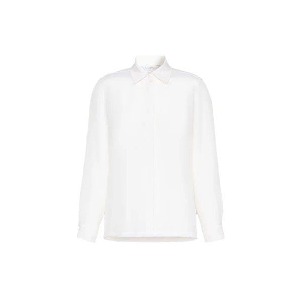 Geranio Silk Crepe de Chine Shirt in White