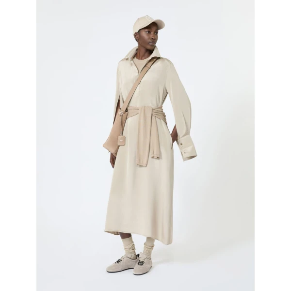 Max Mara Gergo Cashmere and Silk Polo Sweater in Stone Grey | Sweaters | Coveti