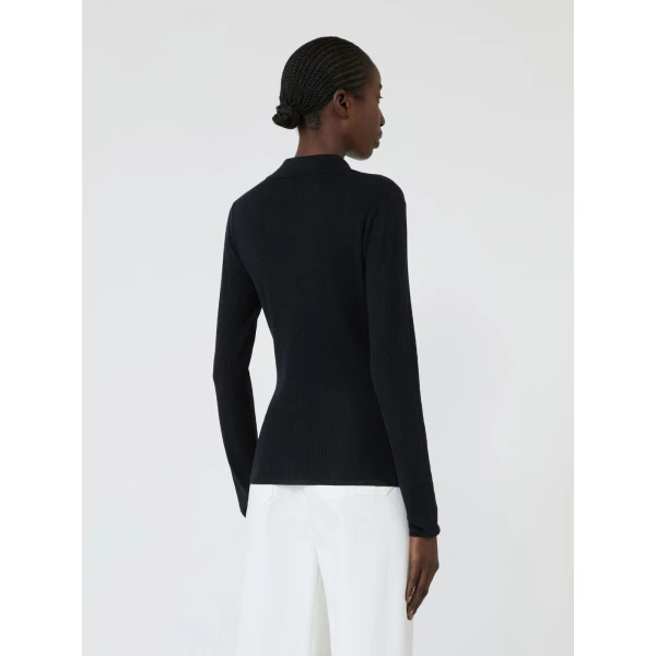 Max Mara Gergo Cashmere and Silk Polo Sweater in Ultramarine | Sweaters | Coveti
