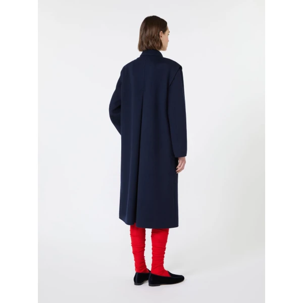 Max Mara Gessati Double Wool Broadcloth Coat in Midnight Blue | Wool Coat | Coveti