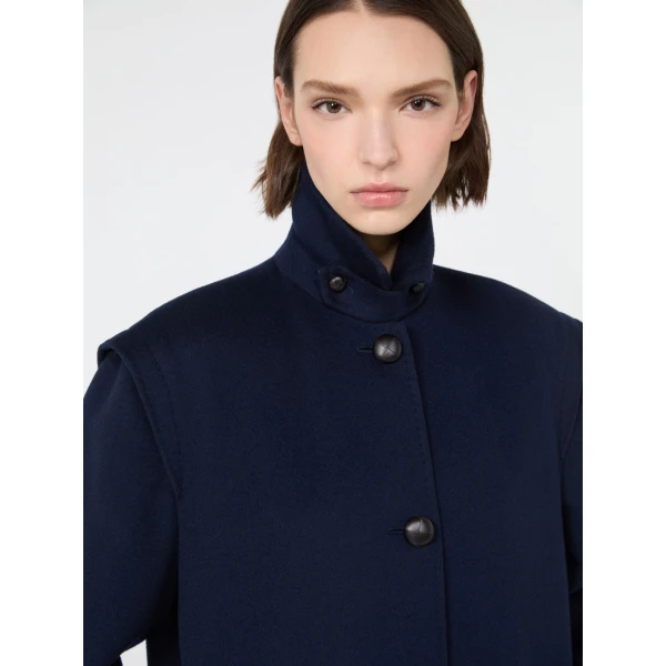 Max Mara Gessati Double Wool Broadcloth Coat in Midnight Blue | Wool Coat | Coveti