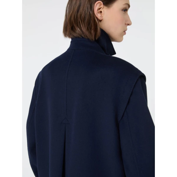 Max Mara Gessati Double Wool Broadcloth Coat in Midnight Blue | Wool Coat | Coveti