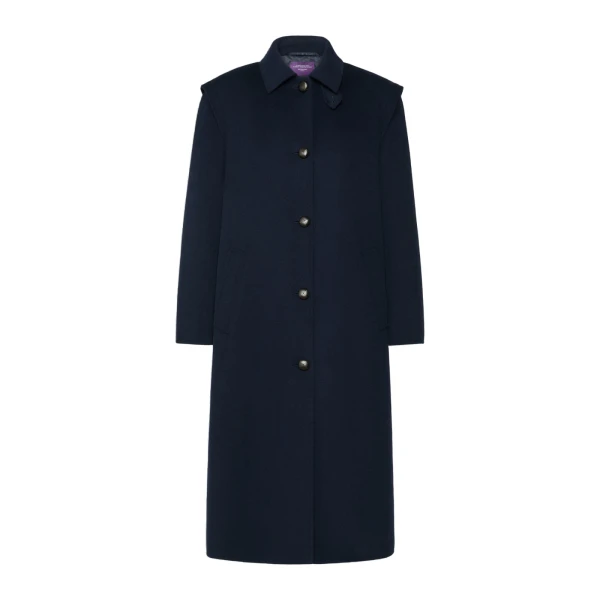 Max Mara Gessati Double Wool Broadcloth Coat in Midnight Blue | Wool Coat | Coveti