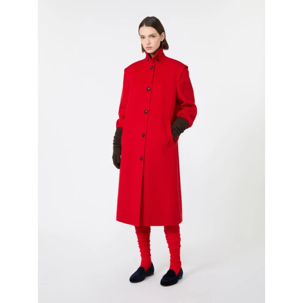 Max Mara Gessati Double Wool Broadcloth Coat in Red | Wool Coat | Coveti