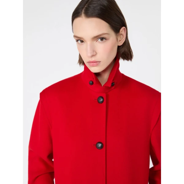 Max Mara Gessati Double Wool Broadcloth Coat in Red | Wool Coat | Coveti