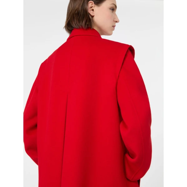 Max Mara Gessati Double Wool Broadcloth Coat in Red | Wool Coat | Coveti